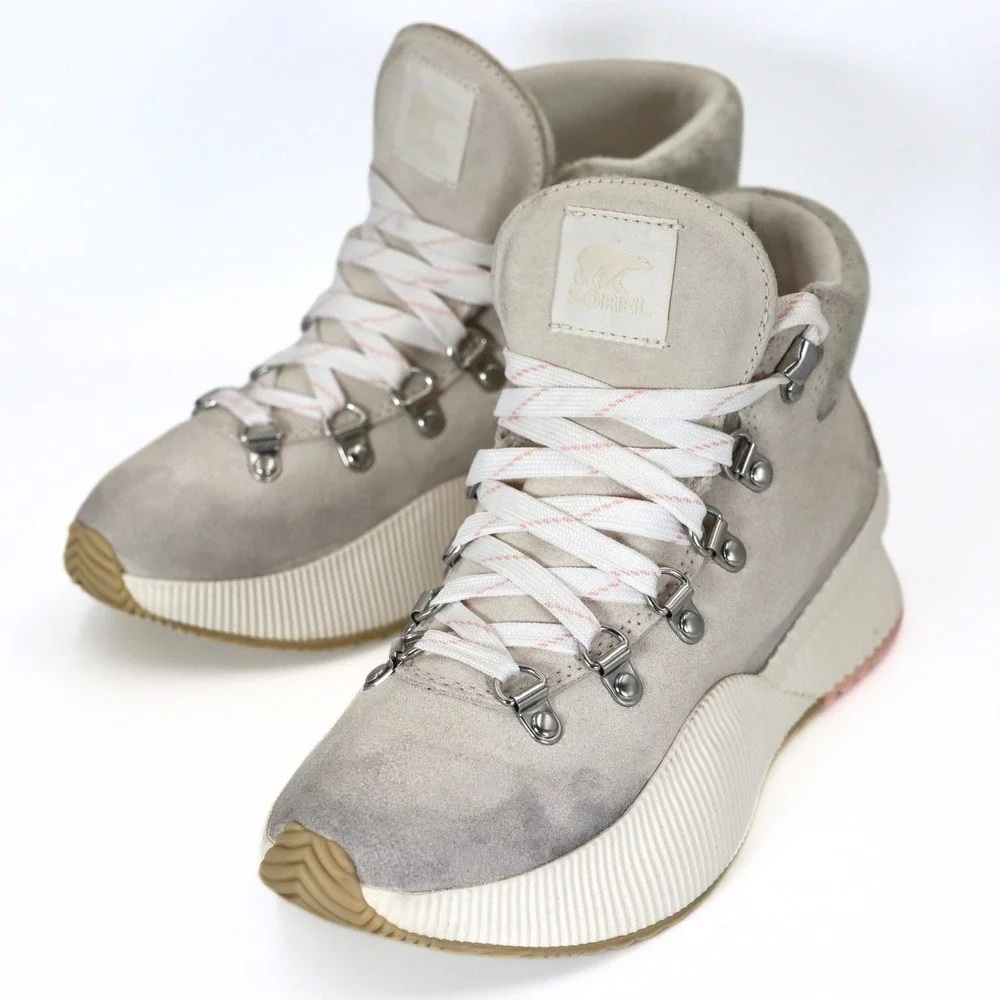 Sorel Out N About III Conquest Women 6.5 Grey Waterproof Suede Hiking Rain Boot